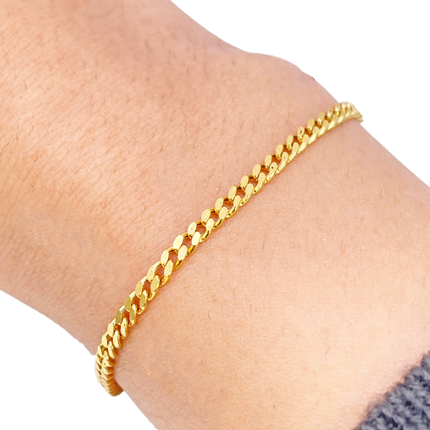 22kt Gouden Curb Schakel Armband Hoogglans Effen 6,8 Inch