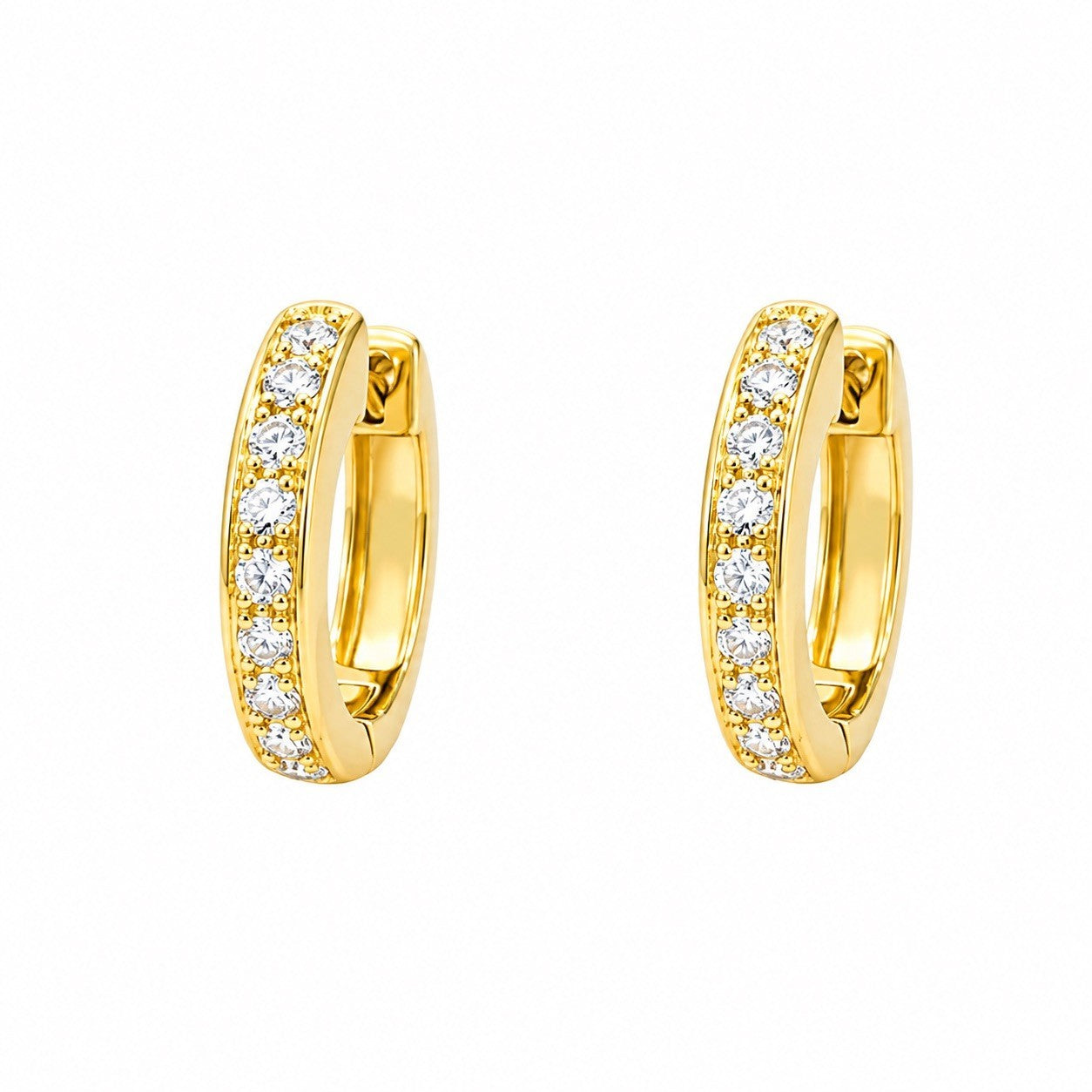 18ct Yellow Gold 0.33ct Natural Diamond Pave Set Huggie Hoop Earrings