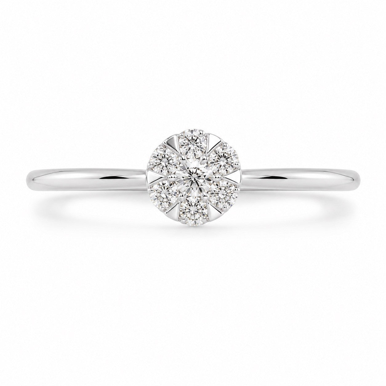 18ct White Gold 0.24ct Natural Diamond Seven Stone Cluster Illusion Ring