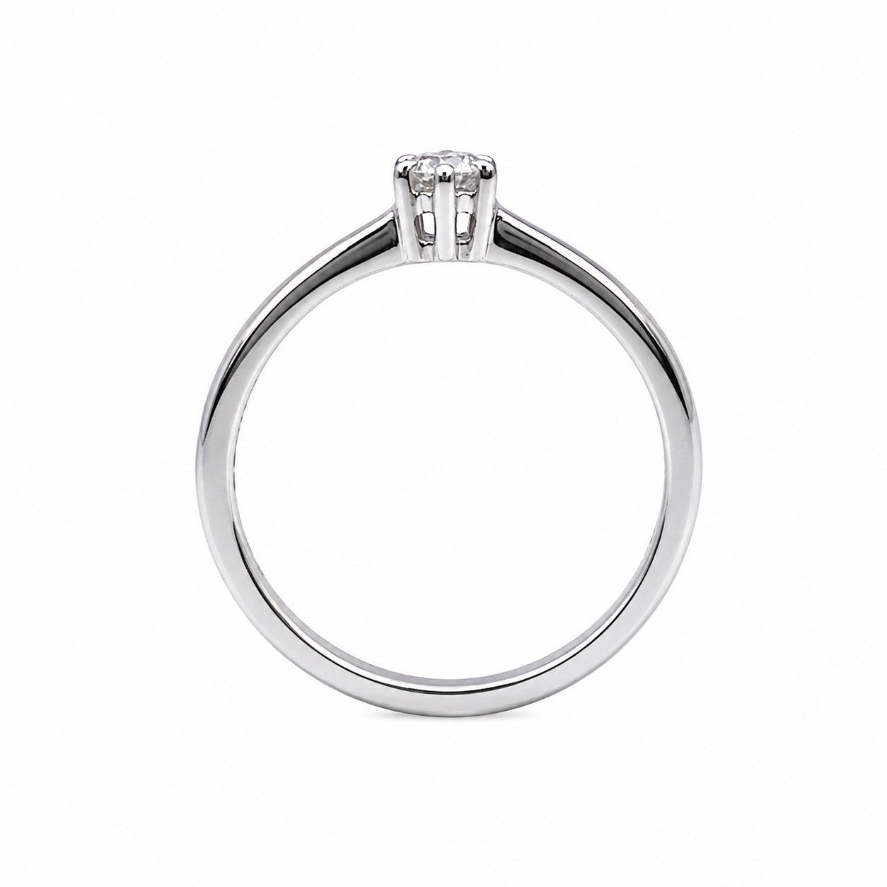14ct White Gold Natural Diamond Solitaire Ring 0.10ct Six Claw