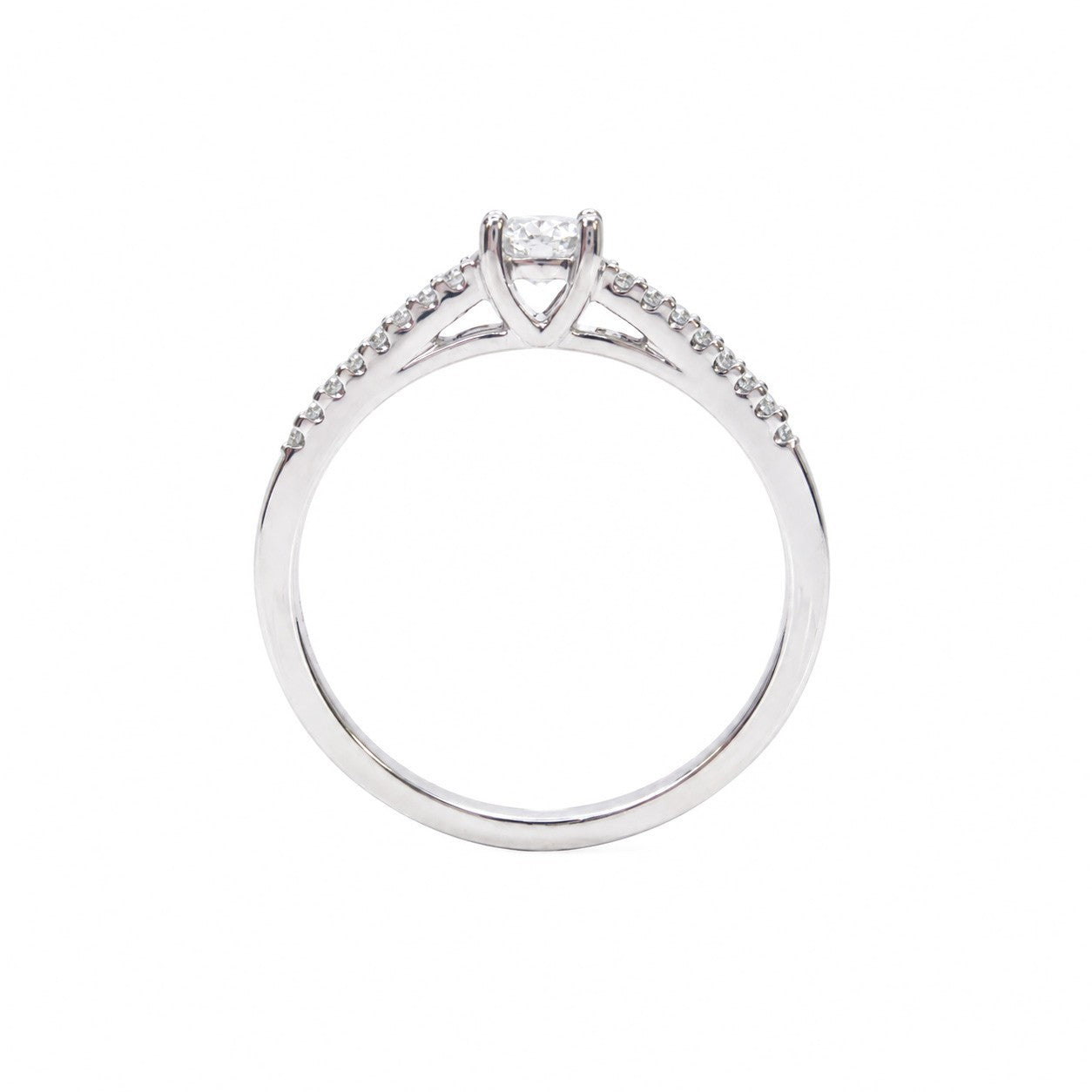18ct White Gold Natural Diamond Split Shank Pave Ring 0.30ct