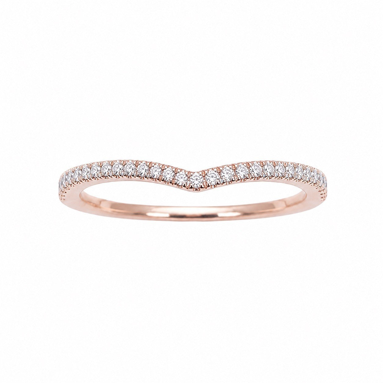 14ct Rose Gold Natural Diamond Wishbone Ring Pave 0.14ct