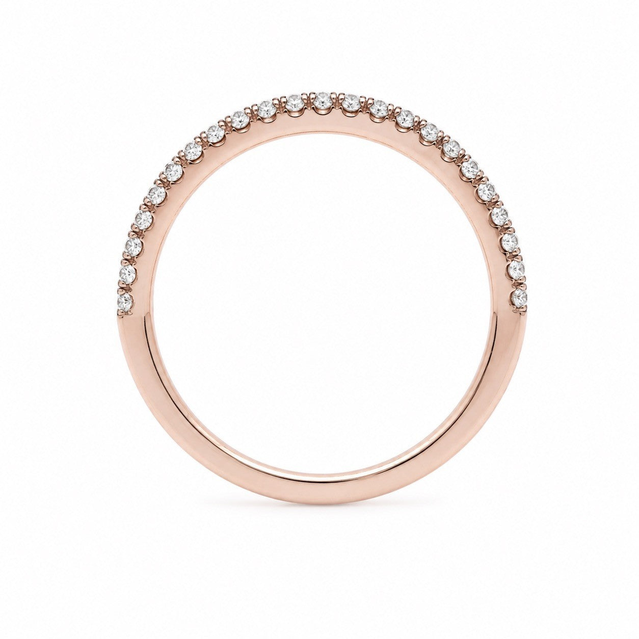 14ct Rose Gold Natural Diamond Wishbone Ring Pave 0.14ct