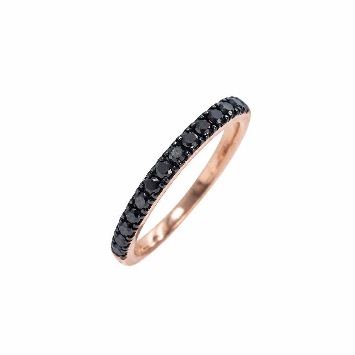 14ct Rose Gold Stackable Black Diamond Half Eternity Ring 0.28ct