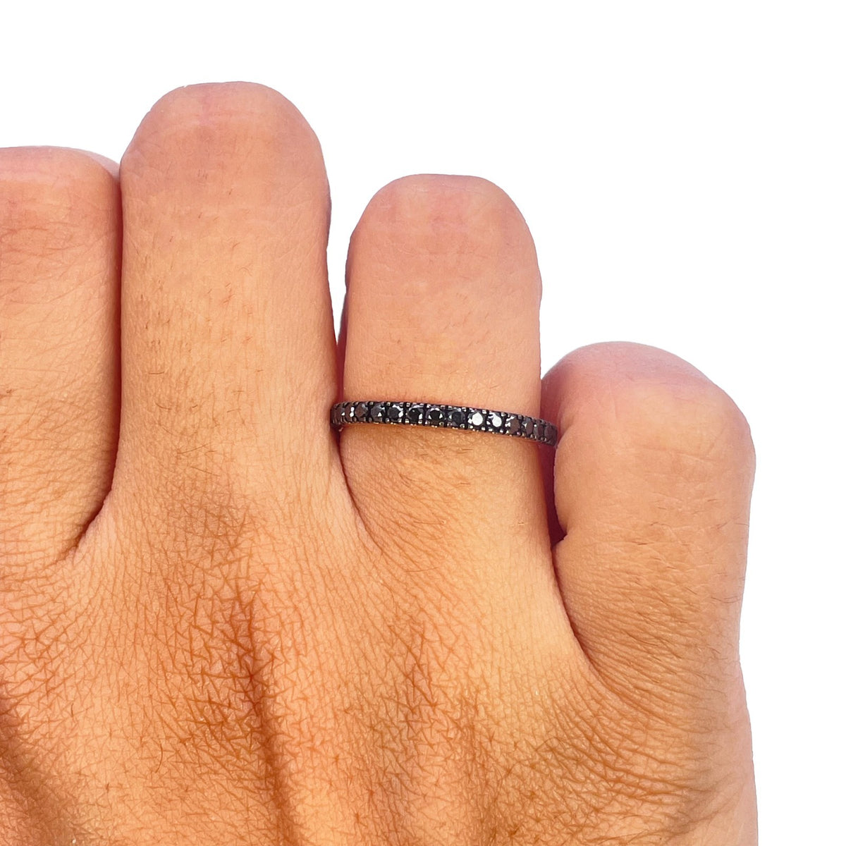14ct Rose Gold Stackable Black Diamond Half Eternity Ring 0.28ct