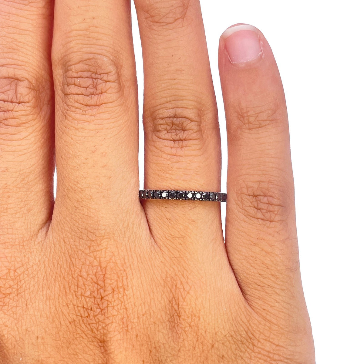14ct Rose Gold Stackable Black Diamond Half Eternity Ring 0.28ct