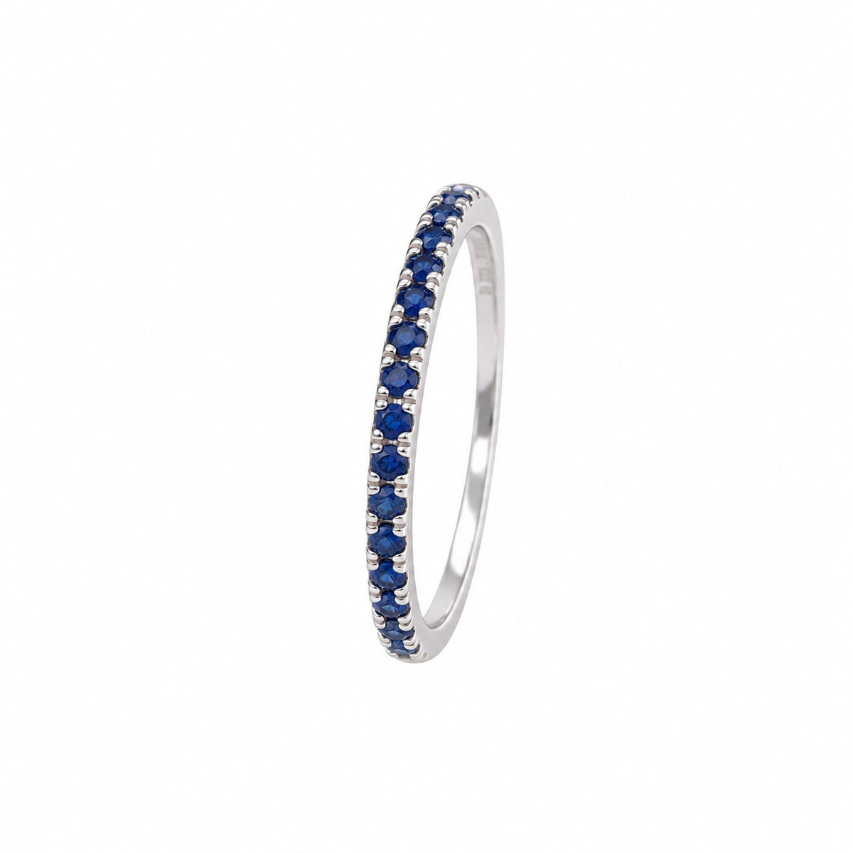 14ct White Gold Natural Sapphire Half Eternity Ring Pave 0.24ct
