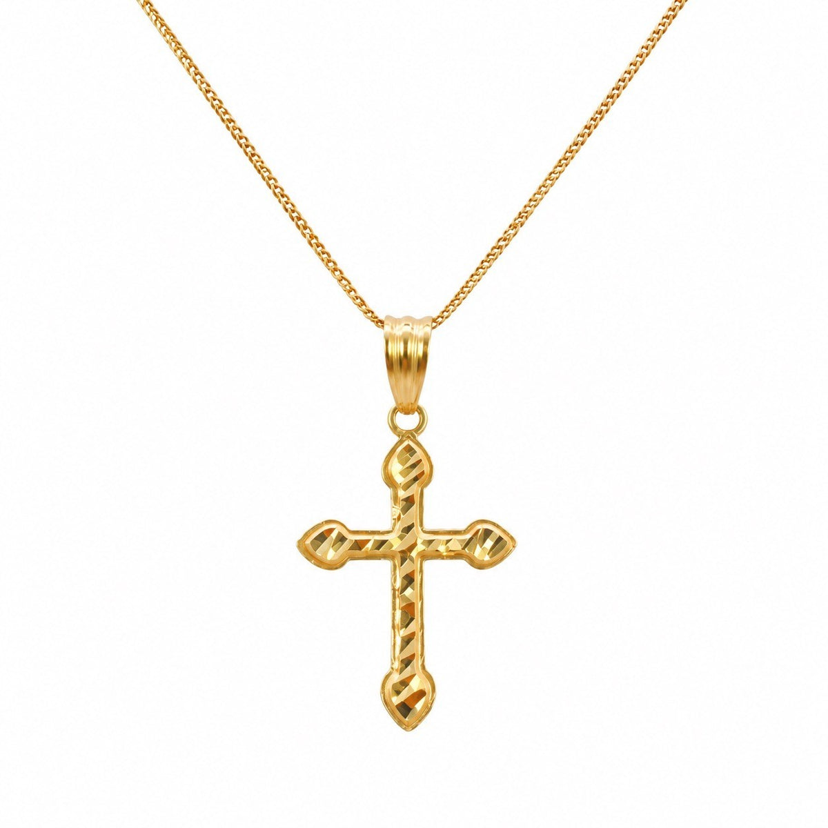 22ct Yellow Gold Diamond Cut Cross Pendant 27x14mm