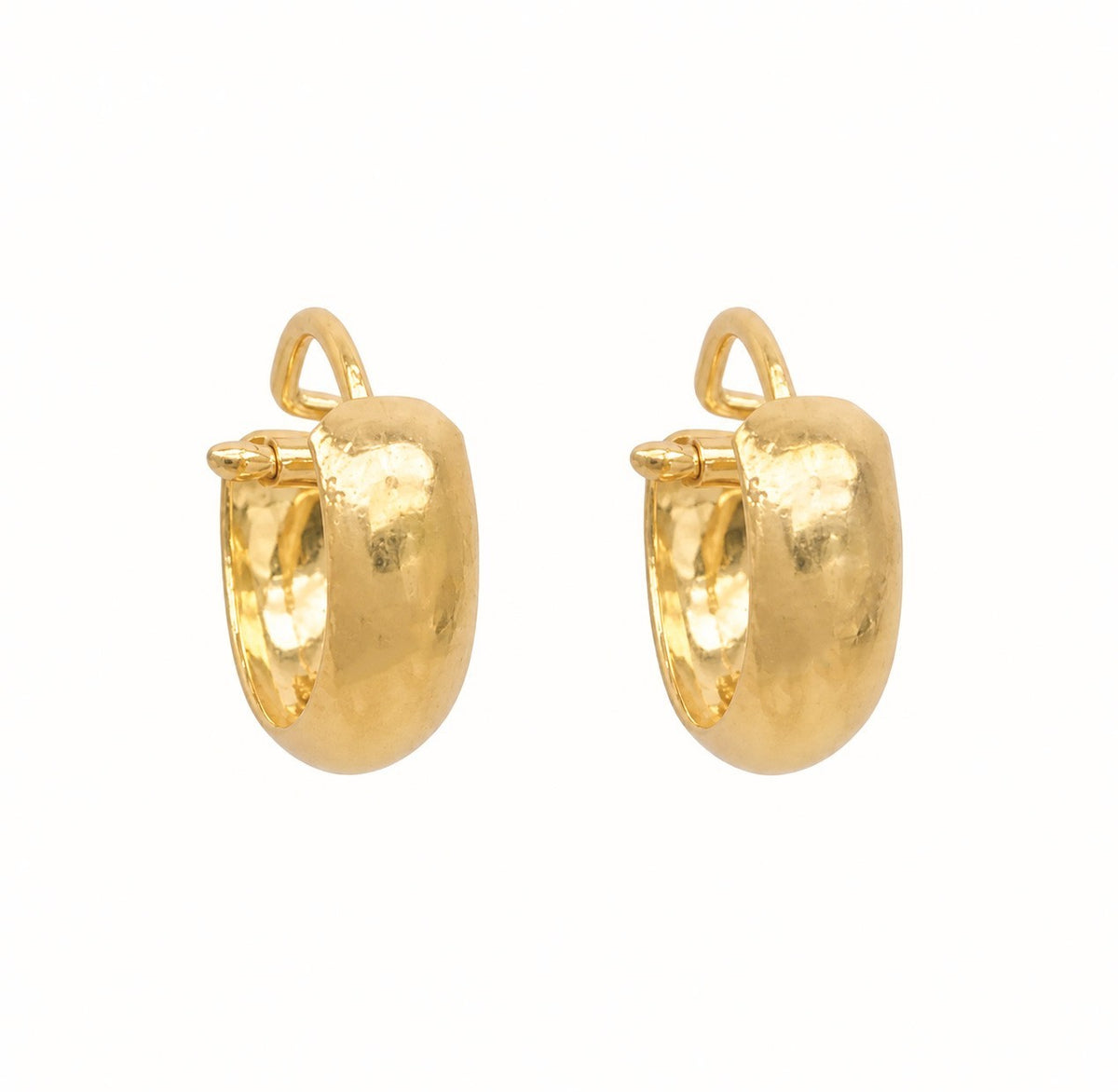 22ct Yellow Gold Dome Hoop Huggie Earrings 10.5mm Diameter