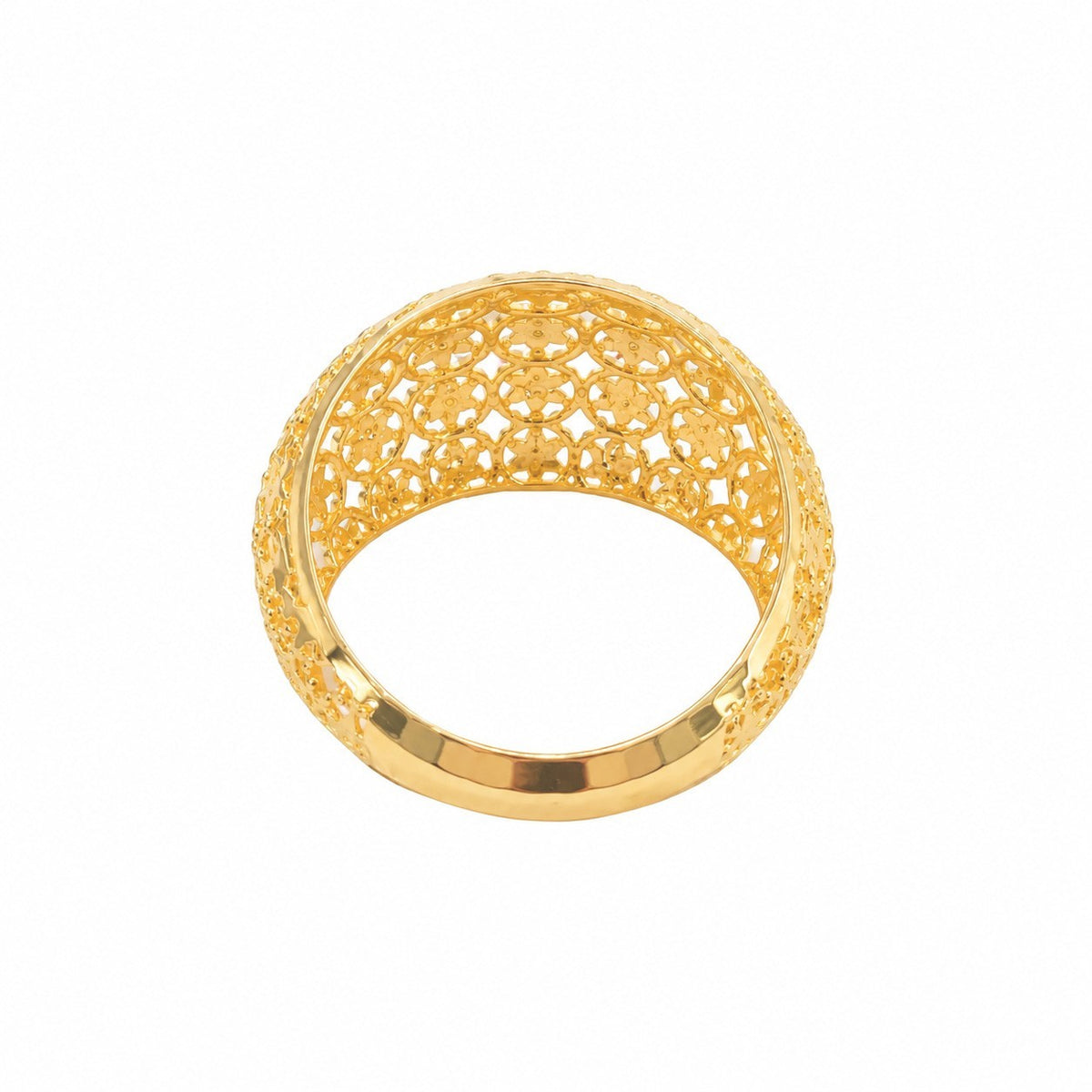 22ct Yellow Gold Jali Openwork Lattice Dome Statement Ring