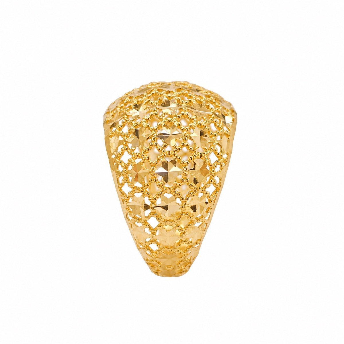 22ct Yellow Gold Jali Openwork Lattice Dome Statement Ring