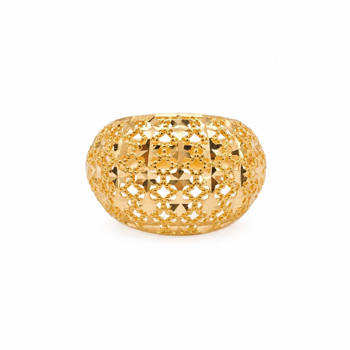 22ct Yellow Gold Jali Openwork Lattice Dome Statement Ring