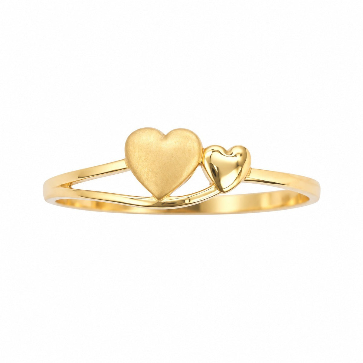 22ct Yellow Gold Double Heart Ring Bypass Split Shank Love Band