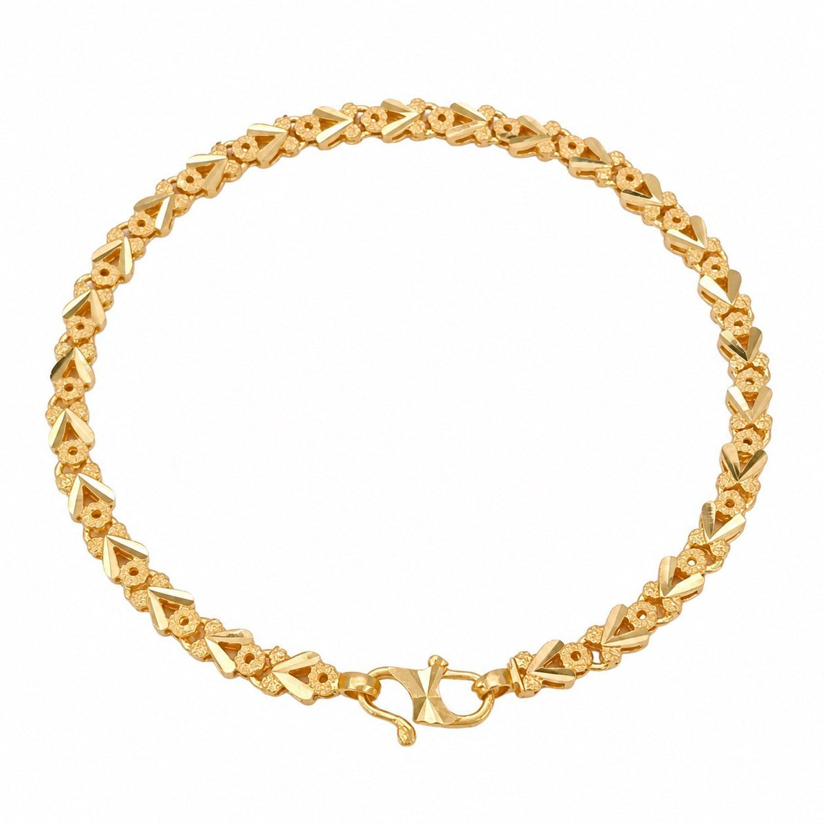 22ct Yellow Gold Chevron V Link Bracelet Diamond Cut Fancy Chain