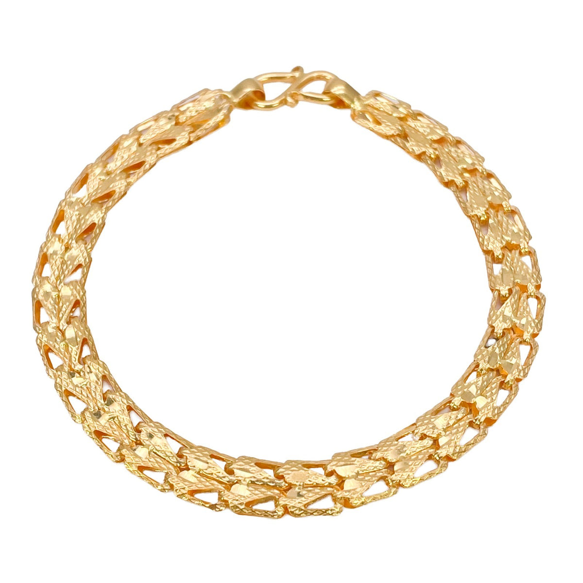22ct Yellow Gold Lightweight Diamond Cut Openwork Bracelet