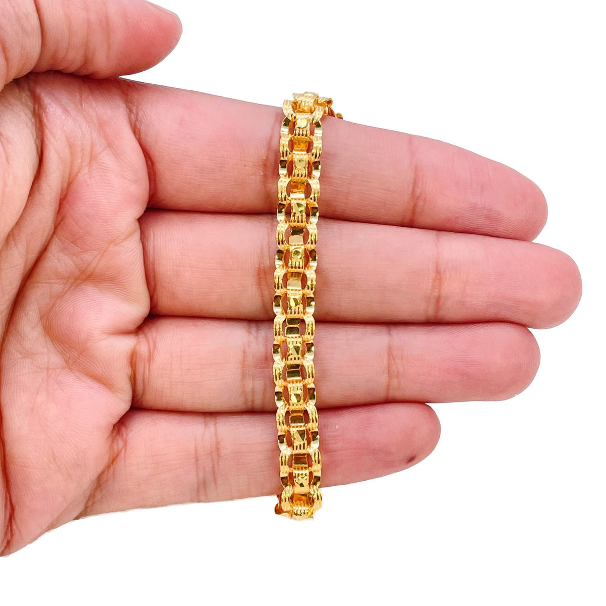 22ct Yellow Gold Lightweight Double Row Belcher Link Bracelet