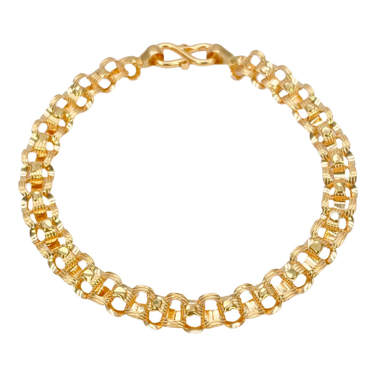22ct Yellow Gold Lightweight Double Row Belcher Link Bracelet
