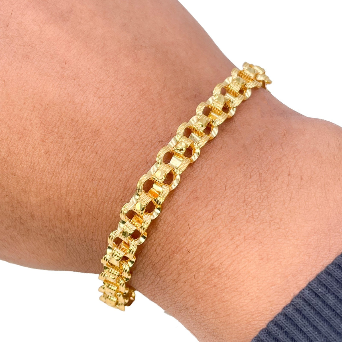 22ct Yellow Gold Lightweight Double Row Belcher Link Bracelet