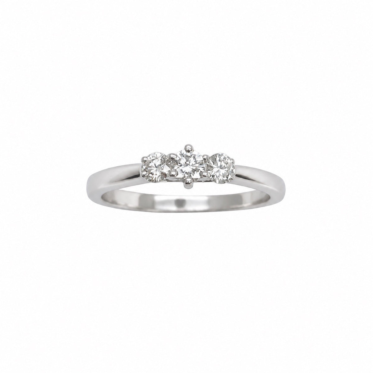 14ct White Gold Natural Diamond Trilogy Ring Three Stone Claw Set 0.25ct
