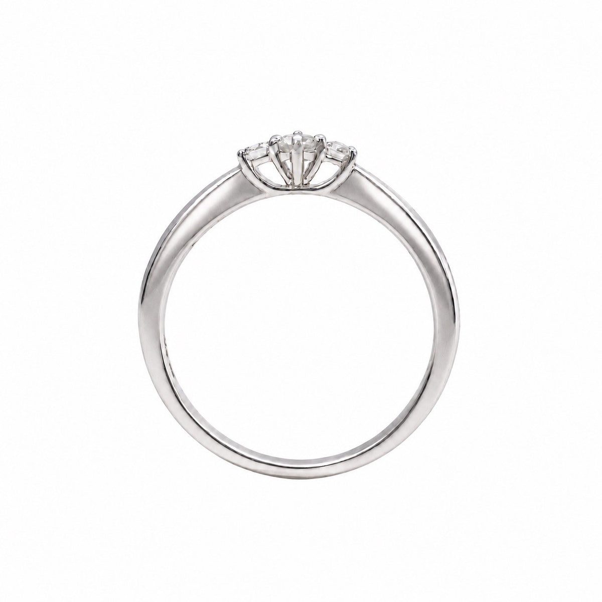 14ct White Gold Natural Diamond Trilogy Ring Three Stone Claw Set 0.25ct