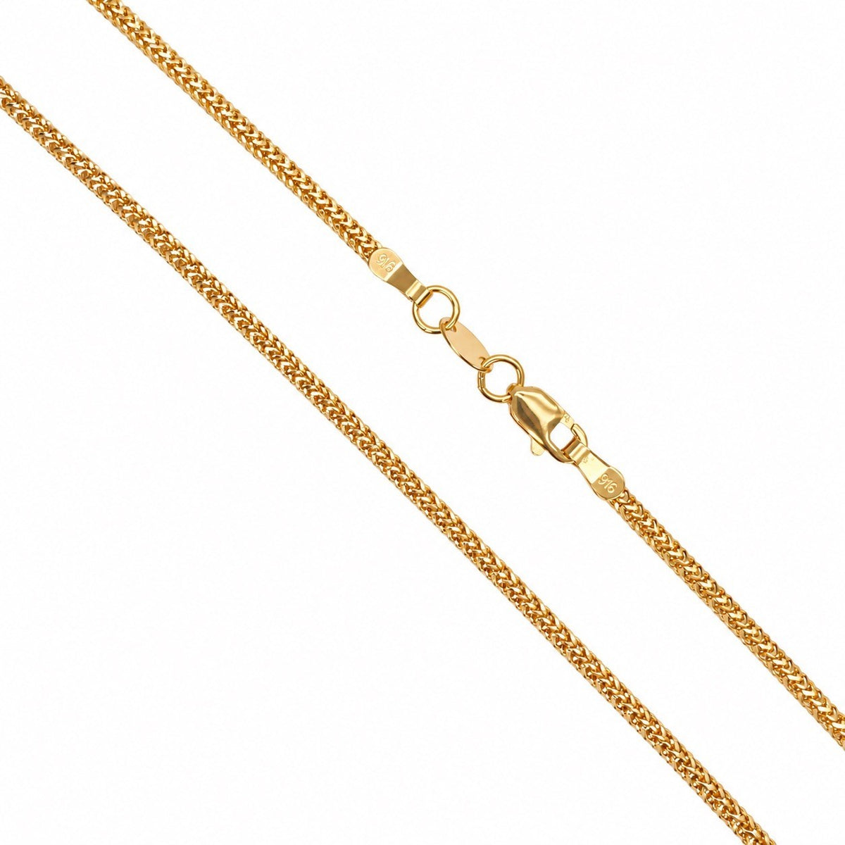 22ct Yellow Gold Diamond Cut Flat Franco Chain Tight Weave 2mm 16 Inches