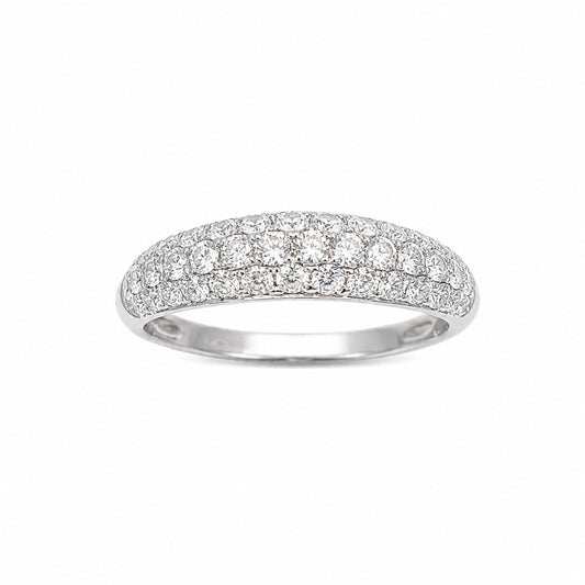 18ct White Gold Natural Diamond Dome Pav� Ring 3 Row 0.89ct