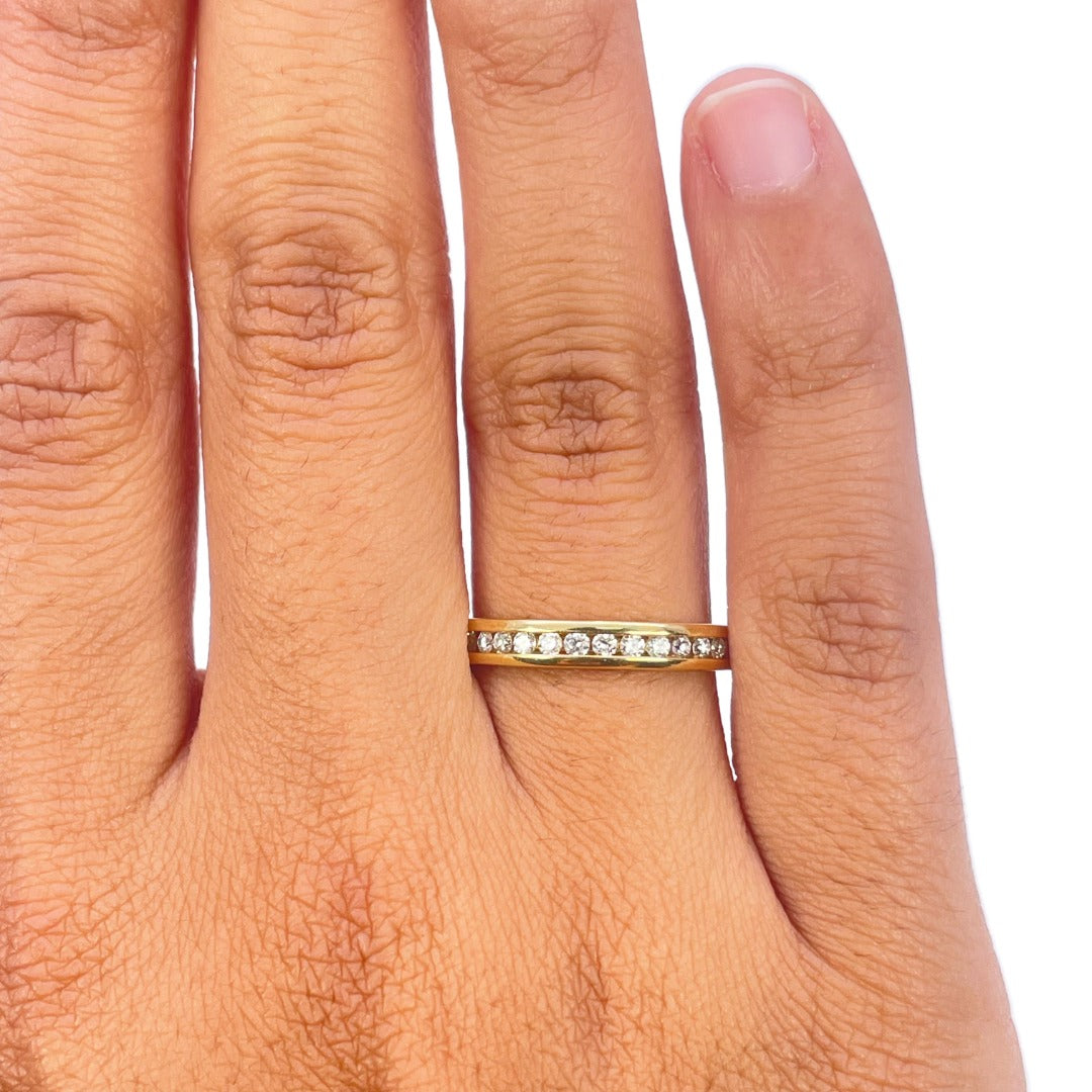 18ct Yellow Gold Natural Diamond Channel Set Half Eternity Ring 0.25ct