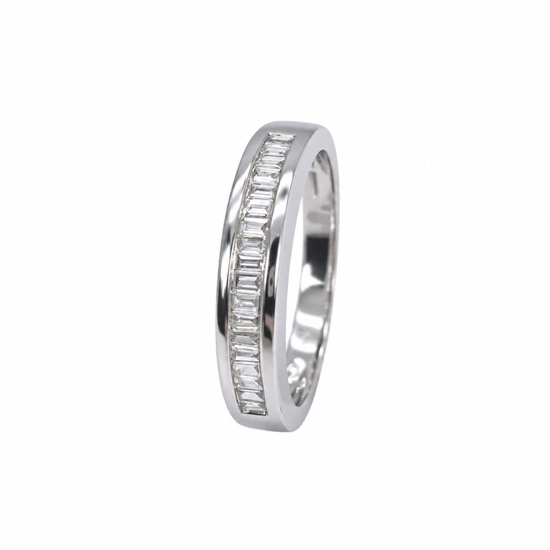 18ct white gold baguette diamond half eternity ring, channel set 0.20ct