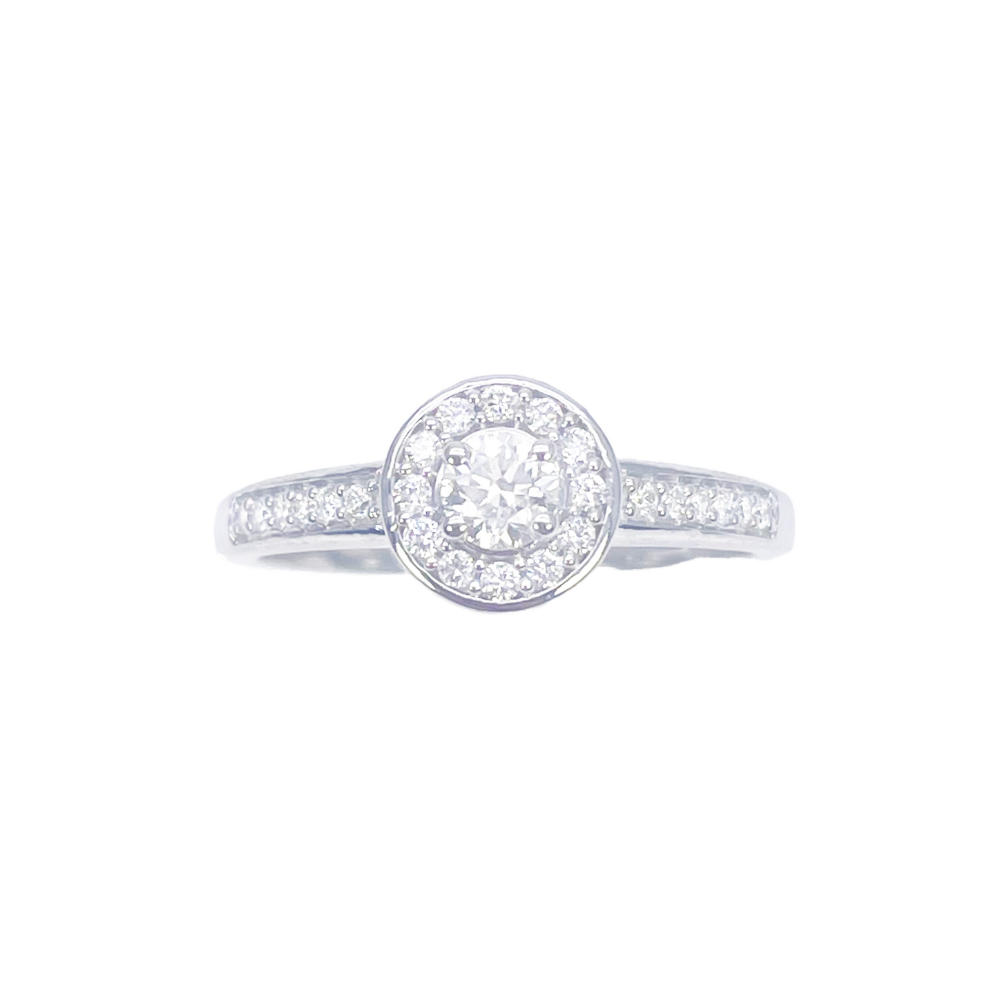 18kt witgouden en ronde natuurlijke diamant pavé halo ring 0,30ct