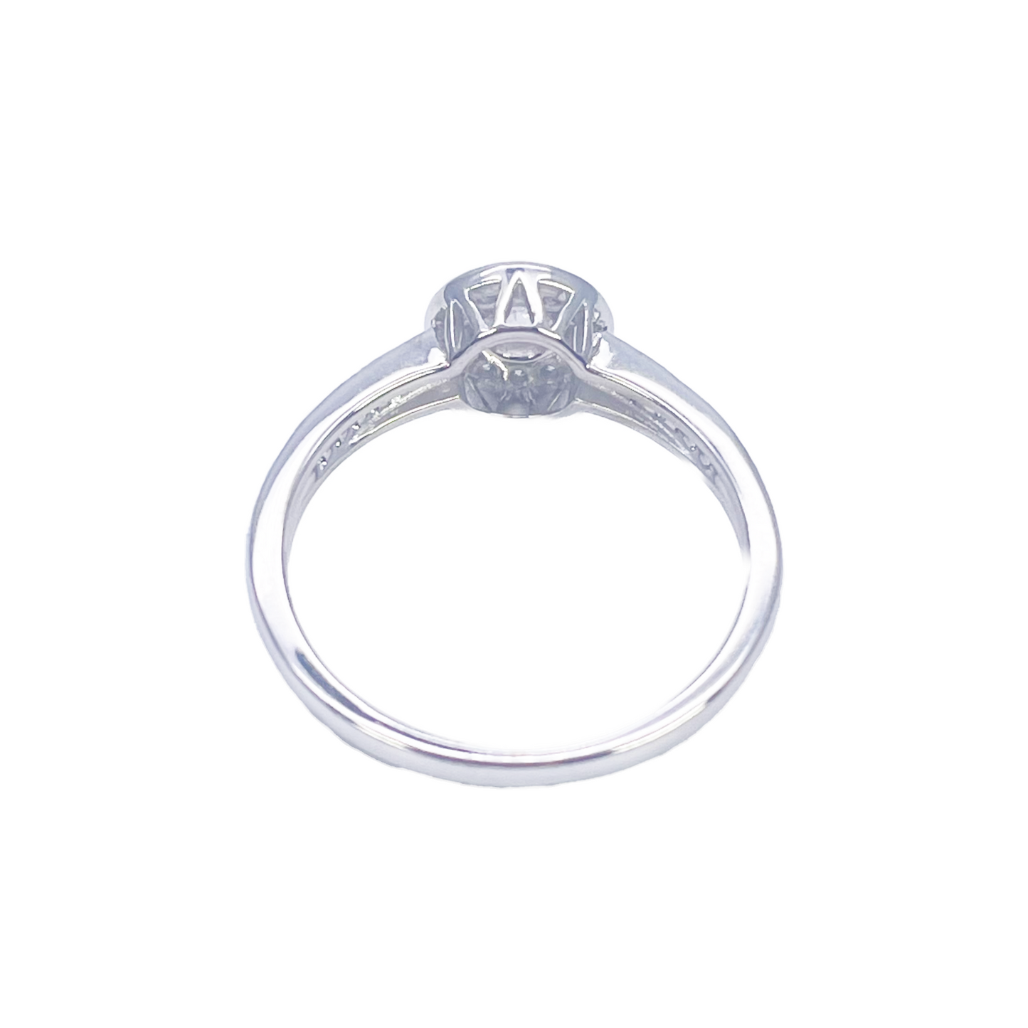 18kt witgouden en ronde natuurlijke diamant pavé halo ring 0,30ct