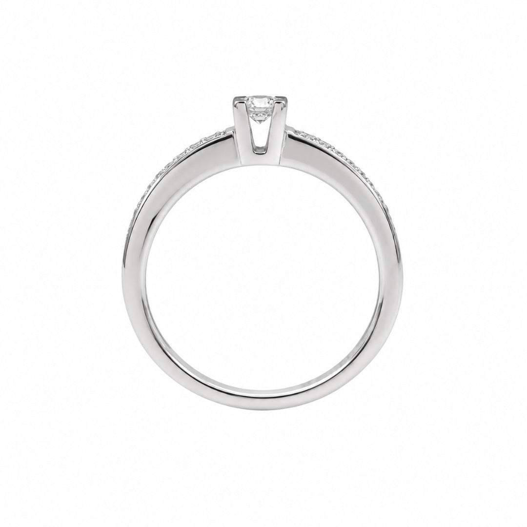 18ct White Gold Natural Diamond Solitaire Ring Pav� Shoulders 0.15ct