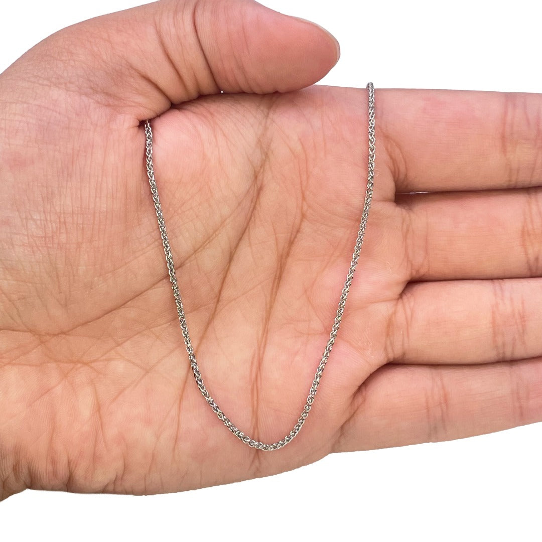 Platinum Spiga Chain Necklace Wheat Link Design 16 Inches