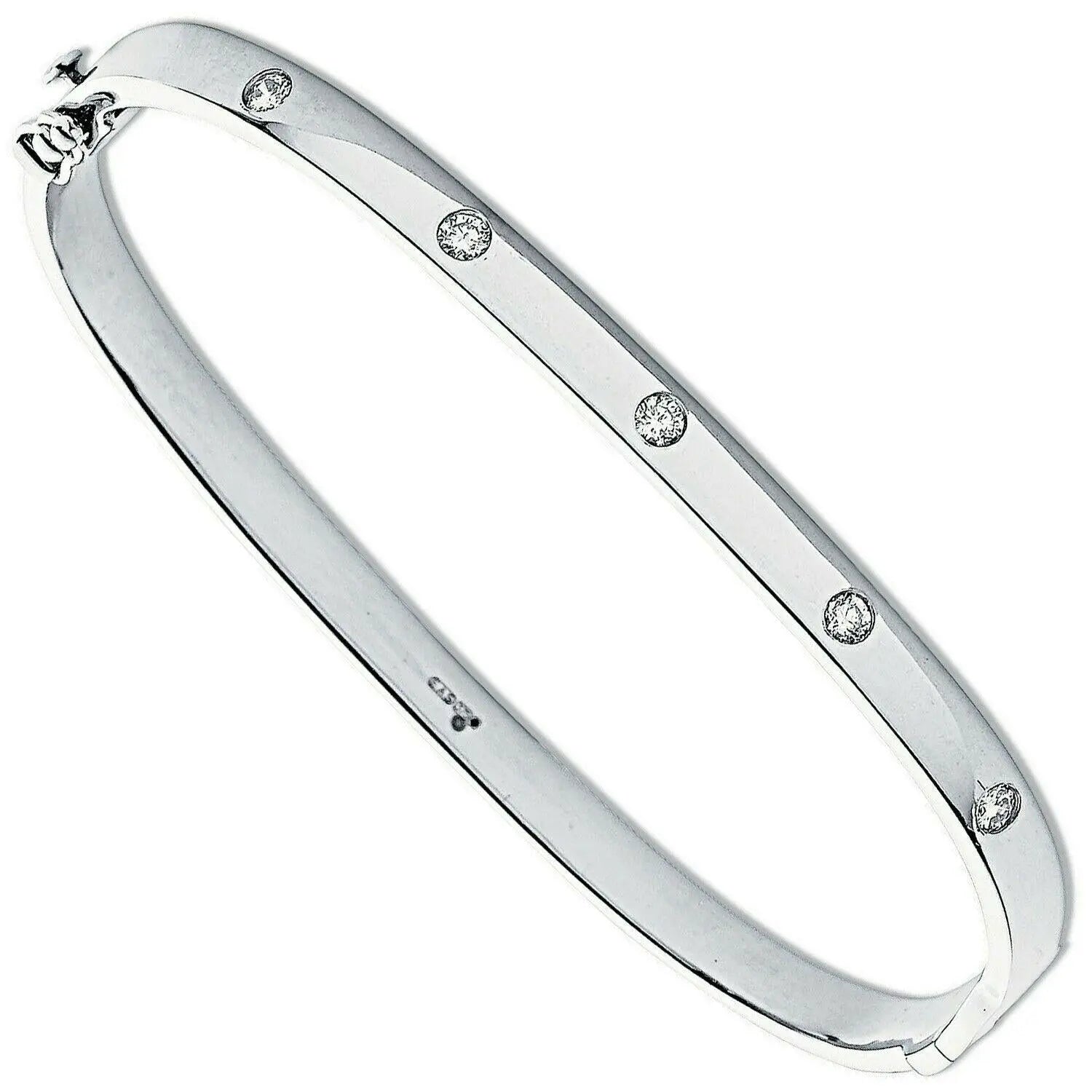 9ct White Gold Five Round Diamond  Bangle 0.20 carat  Diamond Bracelets