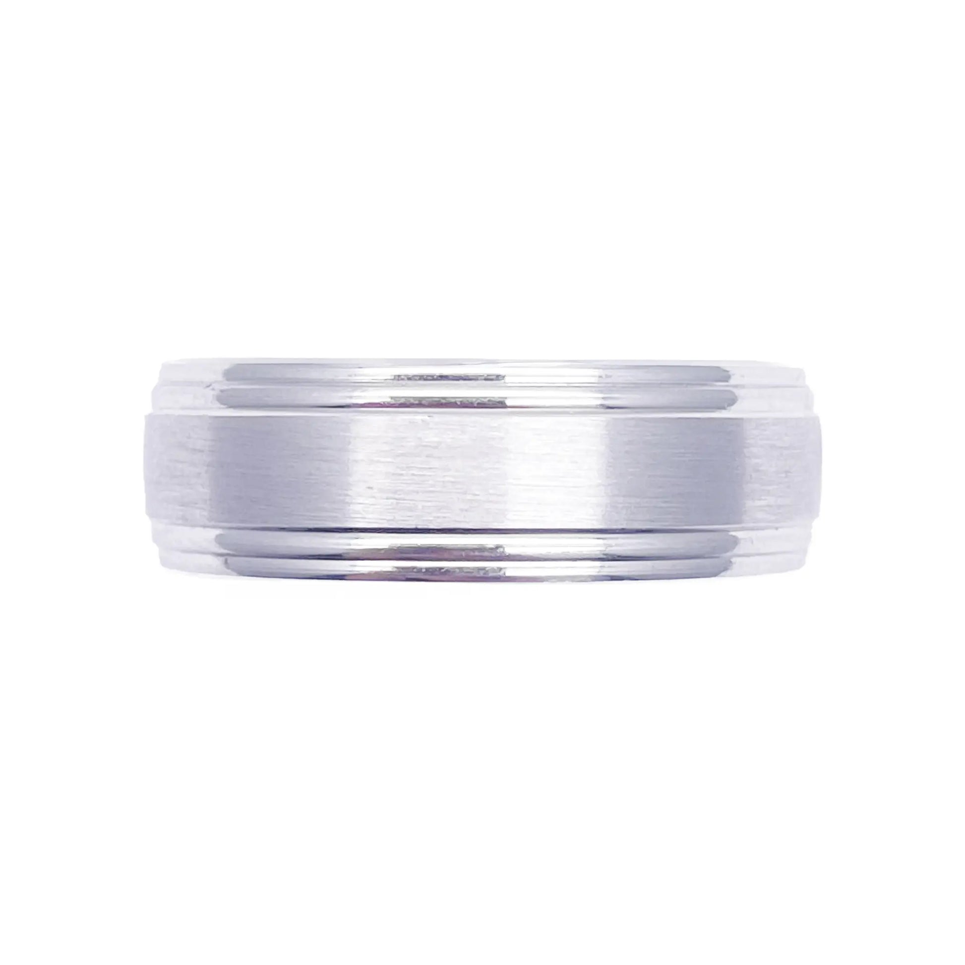 Mens Platinum Wedding Band 7mm Matt Centre & Grooved Edges Heavy Weight  Platinum Ring