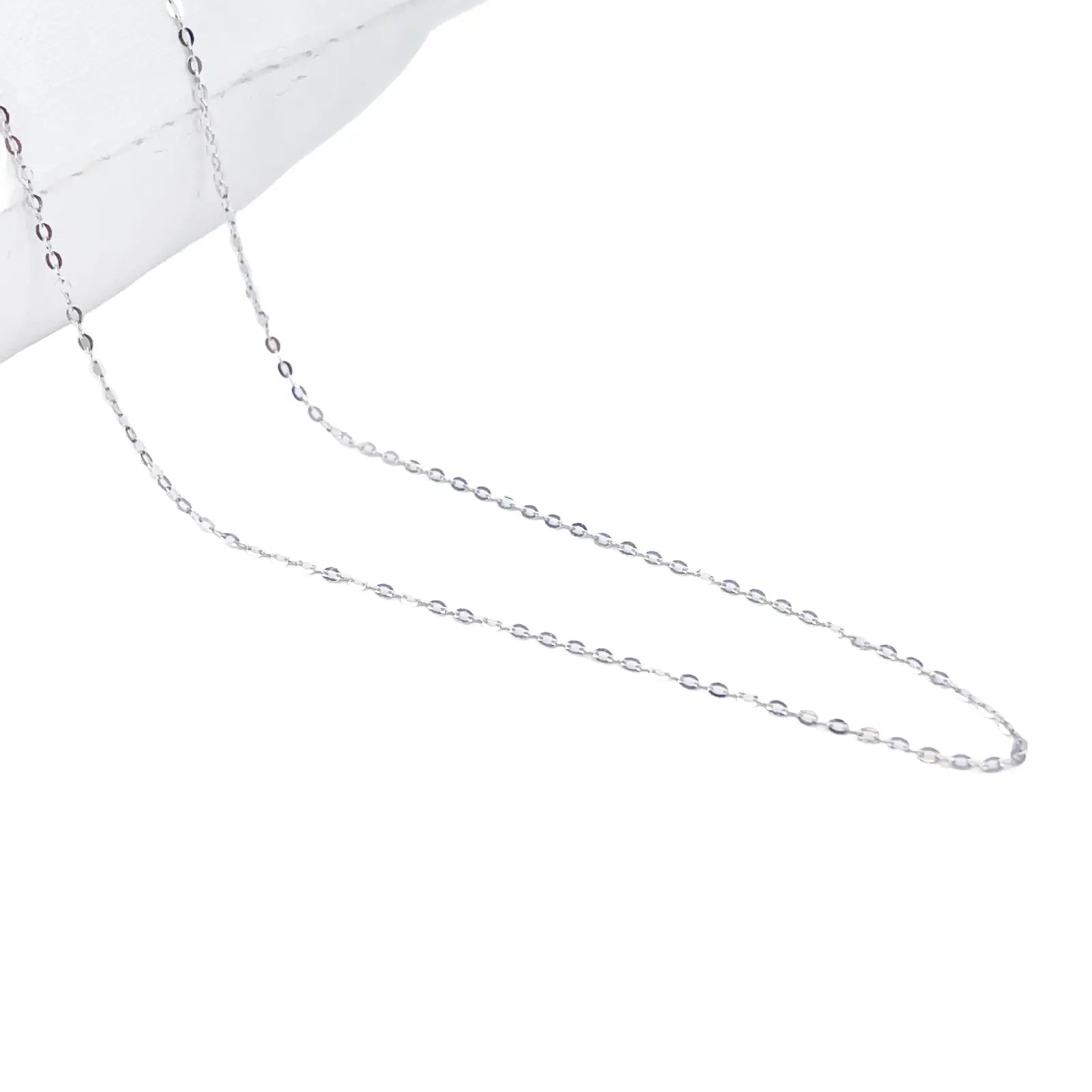 Platinum Cable Trace Link Chain Necklace 16 Inches 0.9mm Width 
