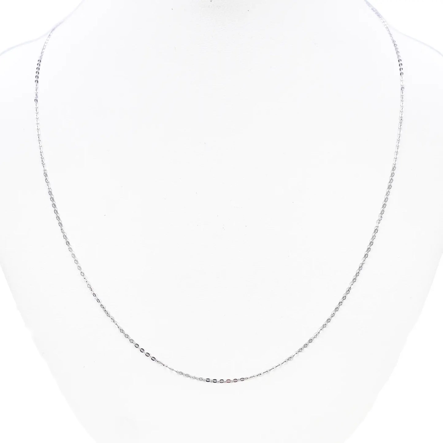 Platinum Cable Trace Link Chain Necklace 16 Inches 0.9mm Width 