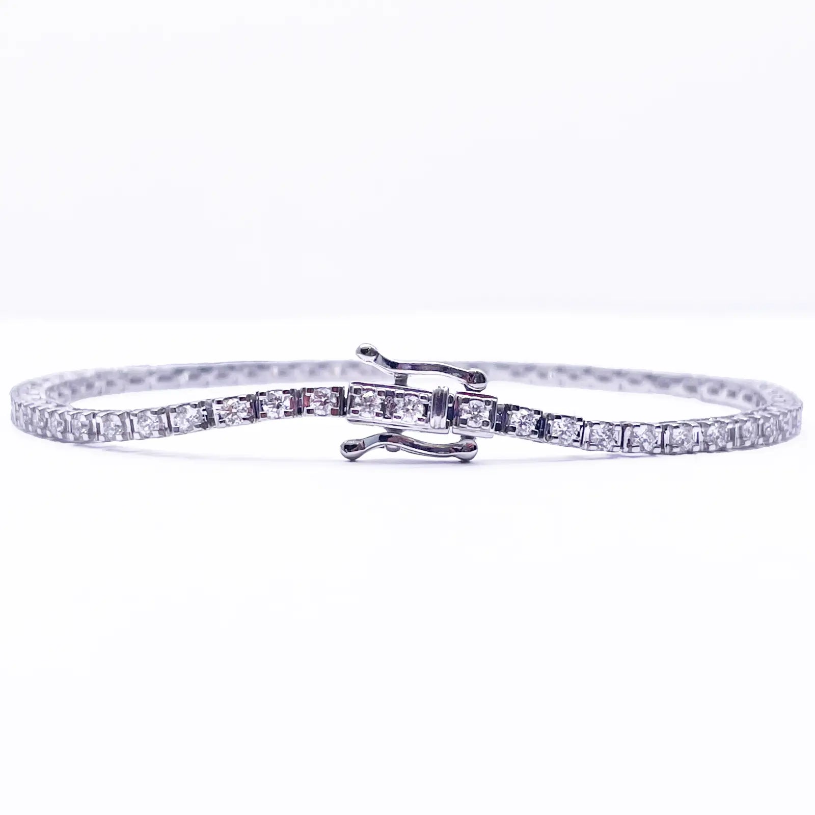 14ct White Gold Natural Diamond Tennis Bracelet 4 claw 2.00ct 7''inches  Diamond Bracelets