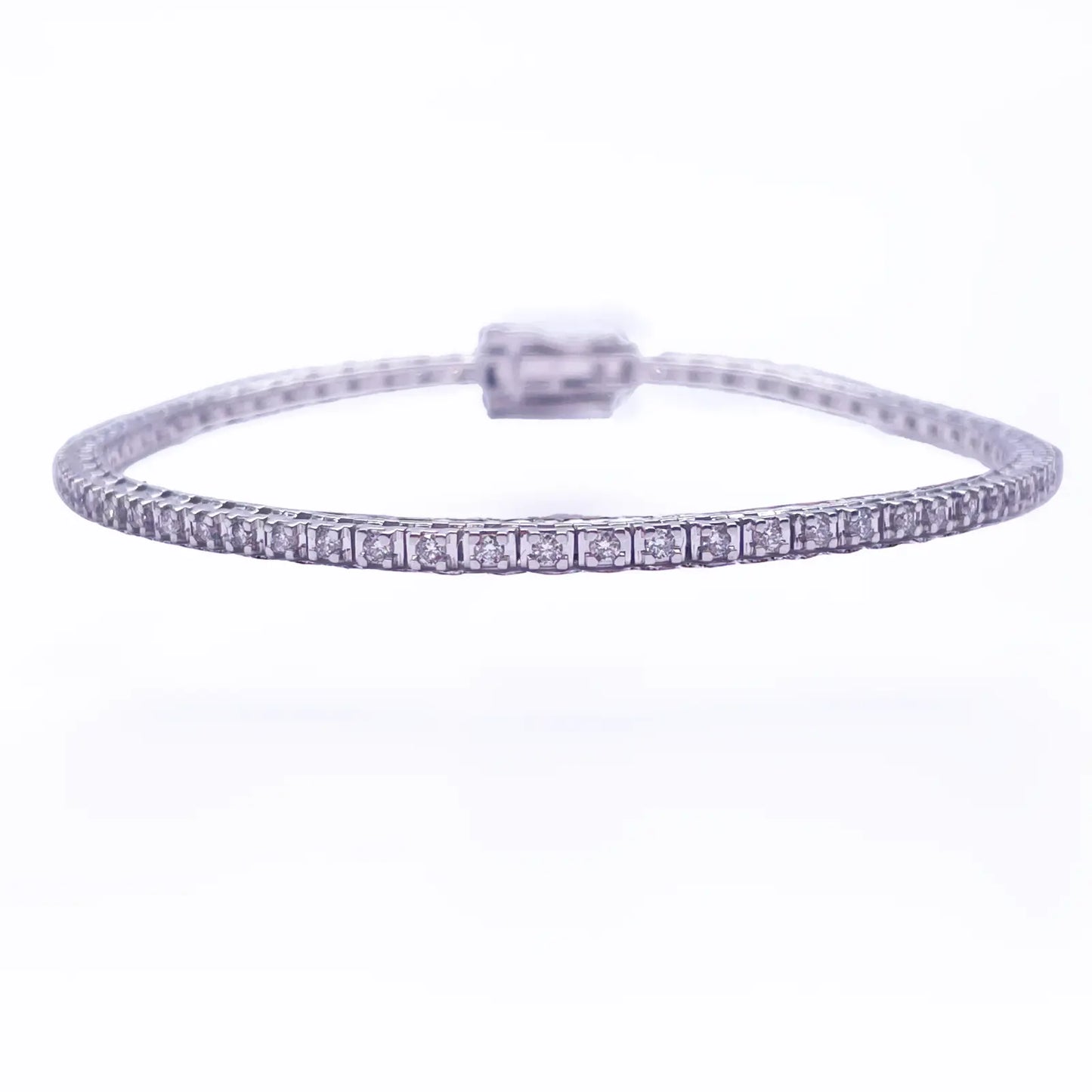 14ct White Gold Natural Diamond Tennis Bracelet 4claw 1.00ct 7''inches  Diamond Bracelets