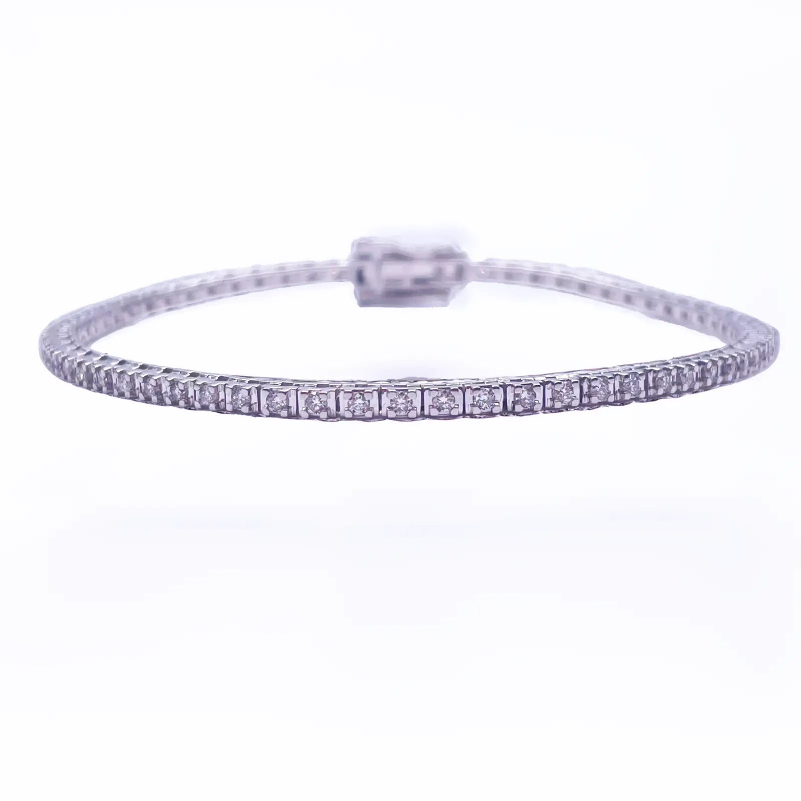 14ct White Gold Natural Diamond Tennis Bracelet 4claw 1.00ct 7''inches  Diamond Bracelets