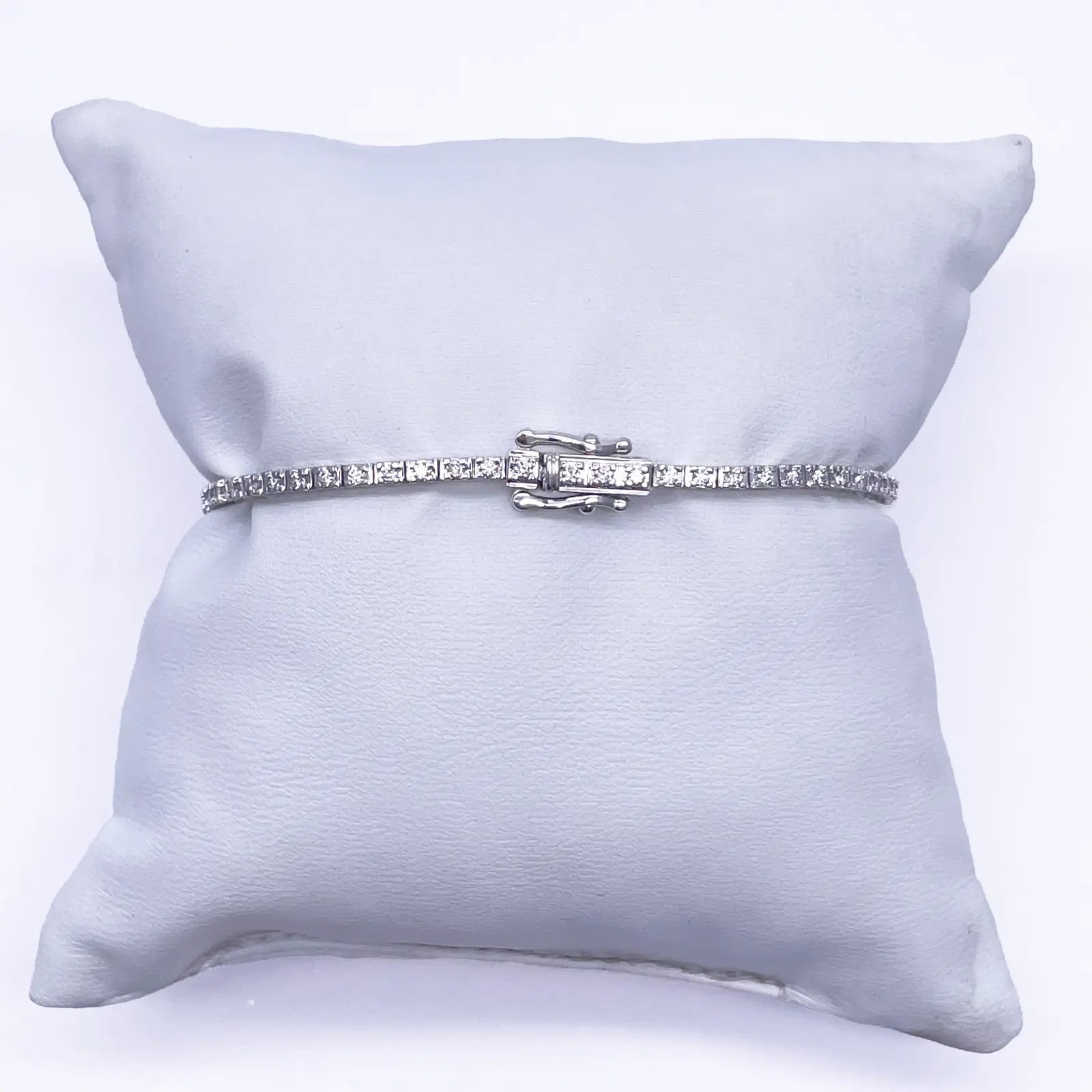 14ct White Gold Natural Diamond Tennis Bracelet 4claw 1.00ct 7''inches  Diamond Bracelets