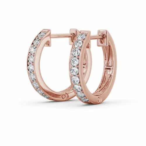 18ct Rose Gold Diamond Set Pair of Hoop Earrings 0.20 carats 14mm wide 