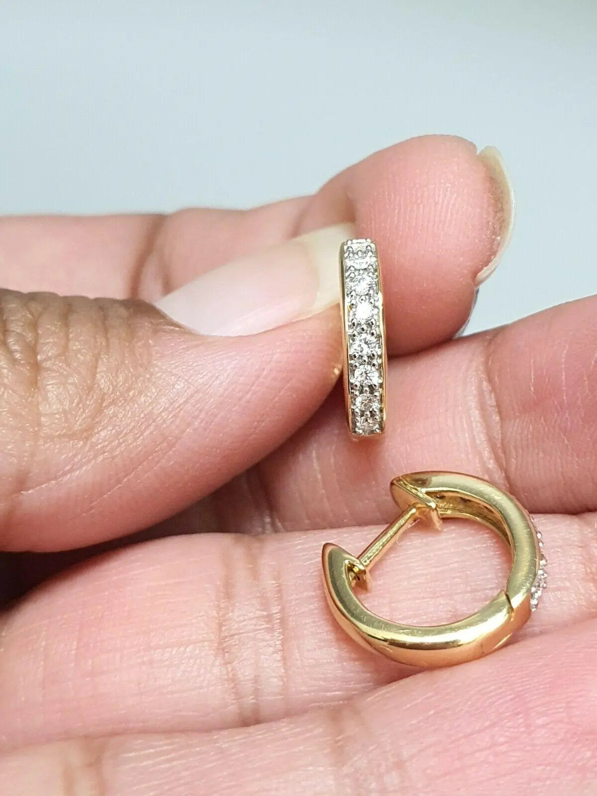 18ct Rose Gold Diamond Set Pair of Hoop Earrings 0.20 carats 14mm wide 