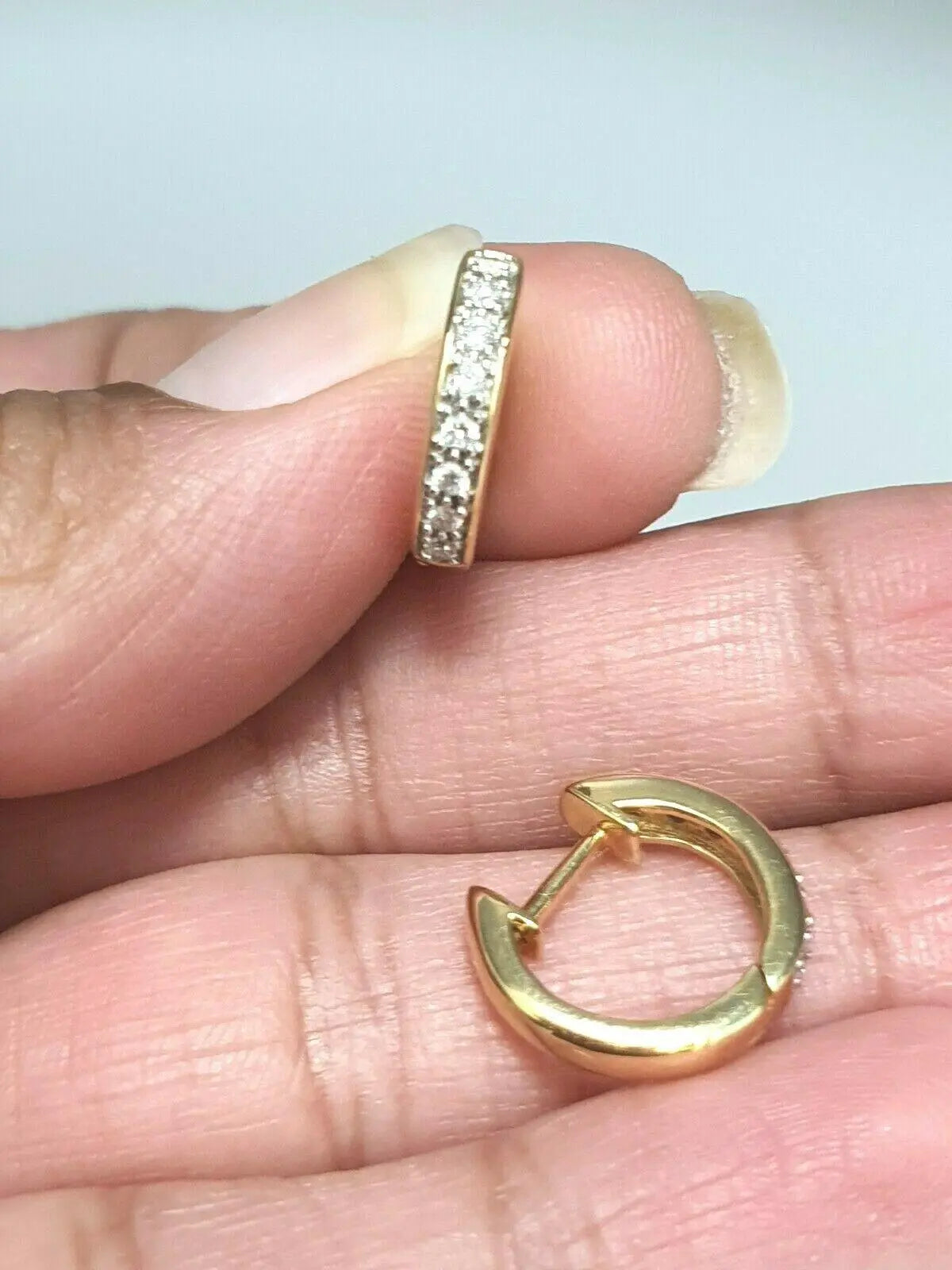 18ct Rose Gold Diamond Set Pair of Hoop Earrings 0.20 carats 14mm wide 