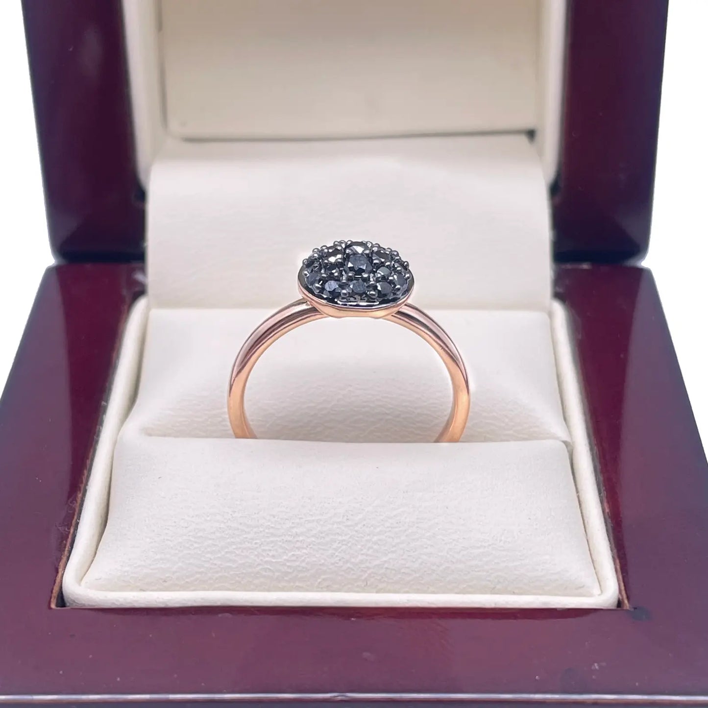 18ct Rose Gold Natural Black Diamond Cluster Ring 0.41ct  Diamond Ring