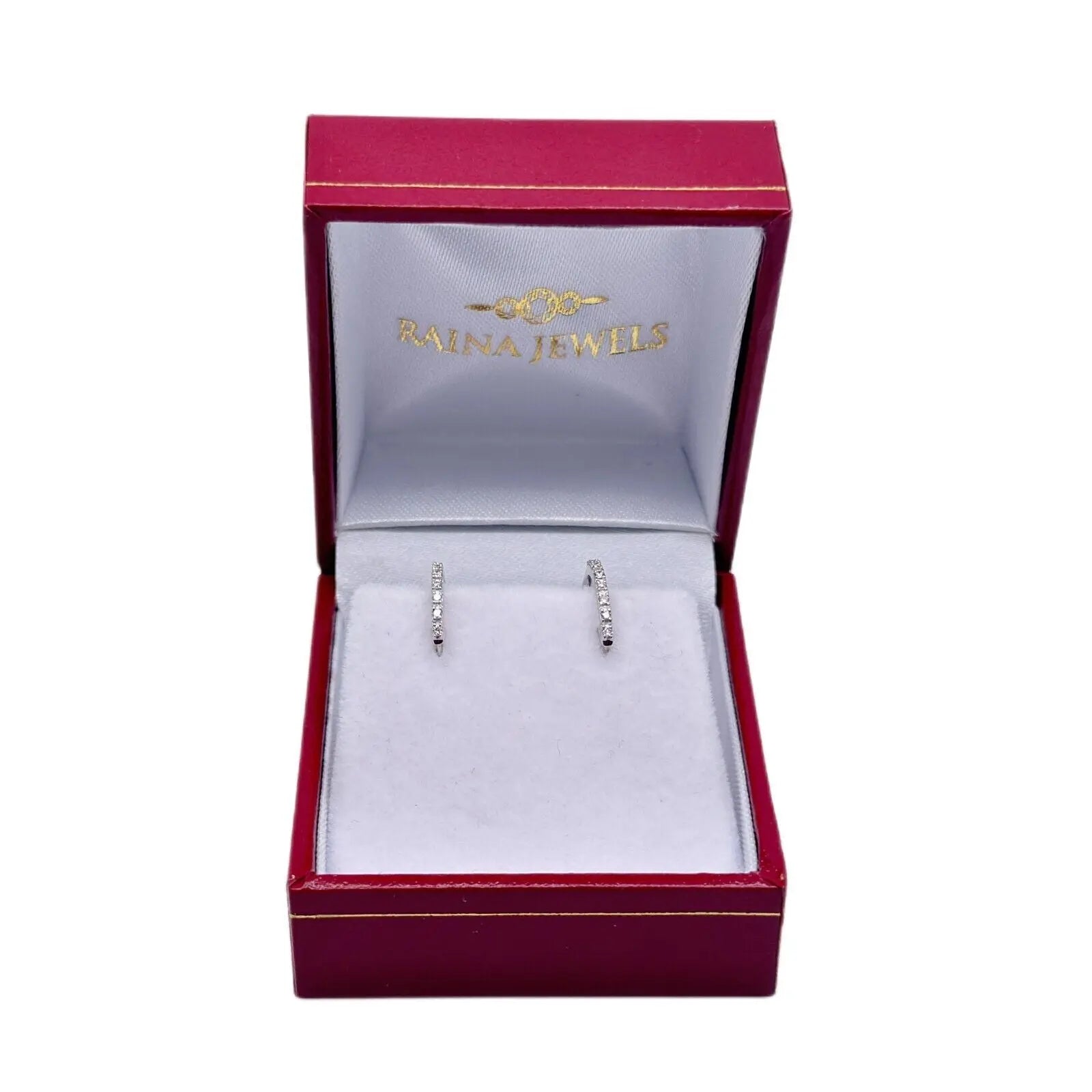18ct White Gold Diamond Pair of Hoop Earrings 0.10 carats 1.1mm wide 