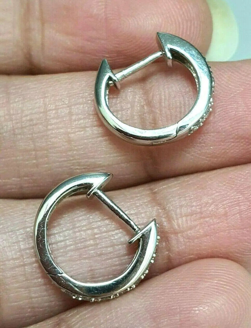 18ct White Gold Diamond Set Pair of Hoop Earrings 0.19 carats 14mm wide 