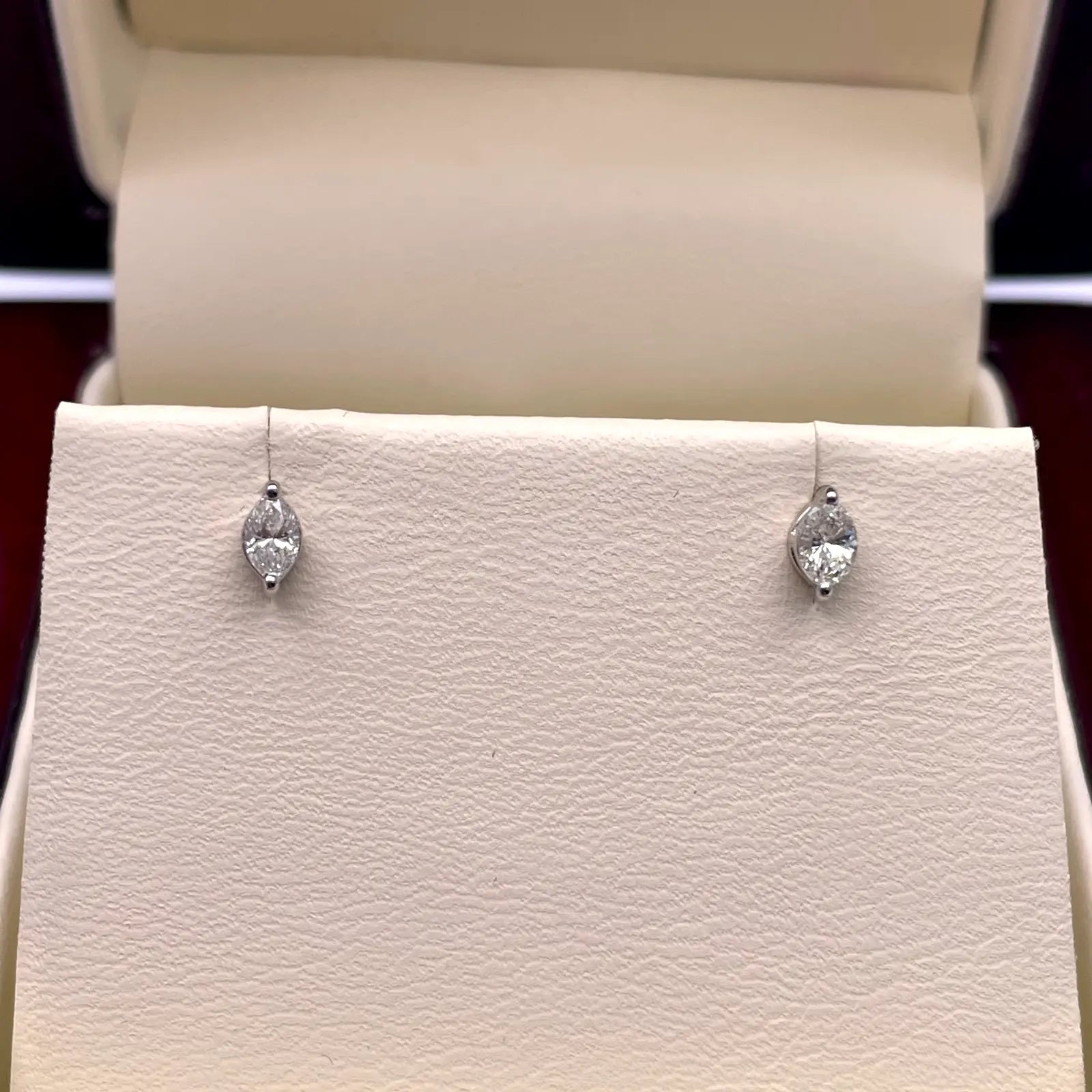 18ct White Gold Marquise Diamond Stud Earrings 0.24ct 