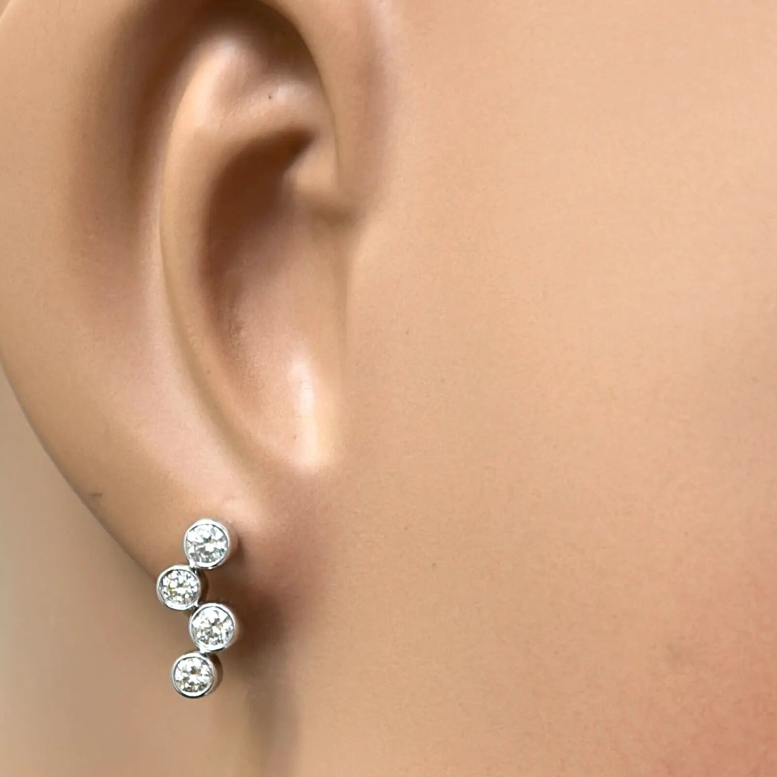 18ct White Gold & Natural Diamond Bubble Drop Earrings 0.65ct 
