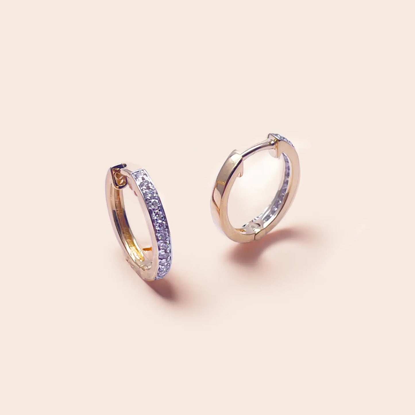 18ct Yellow Gold Natural Diamond Pair of Hoop Huggies Earrings 0.22ct 