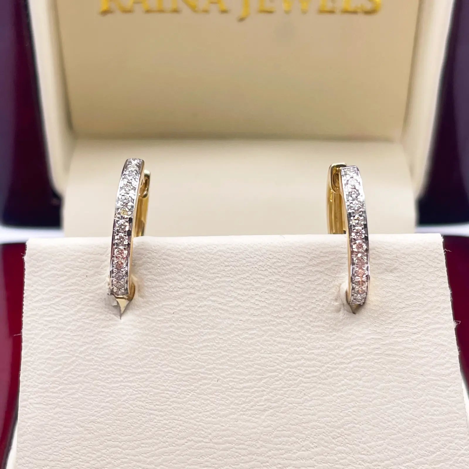18ct Yellow Gold Natural Diamond Pair of Hoop Huggies Earrings 0.22ct 